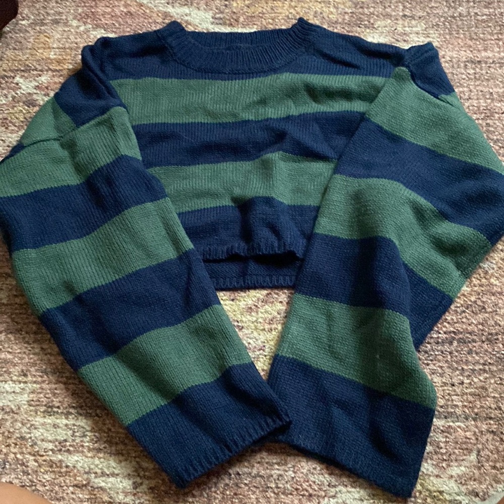 green and blue sweater